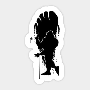 Bigfoot Footprint Bigfoot Playing Golf Silhouette Sticker